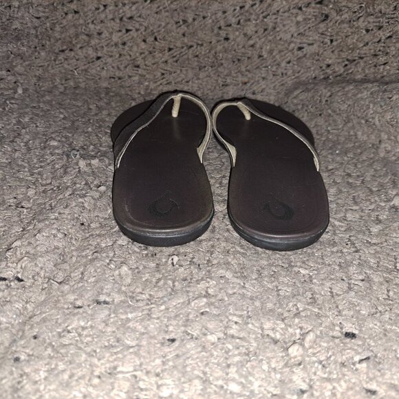 OLUKAI Ho'opio-Dark Brown Leather Thong Flip Flop Sandals-Sz 37/7-Excellent - Picture 5 of 7